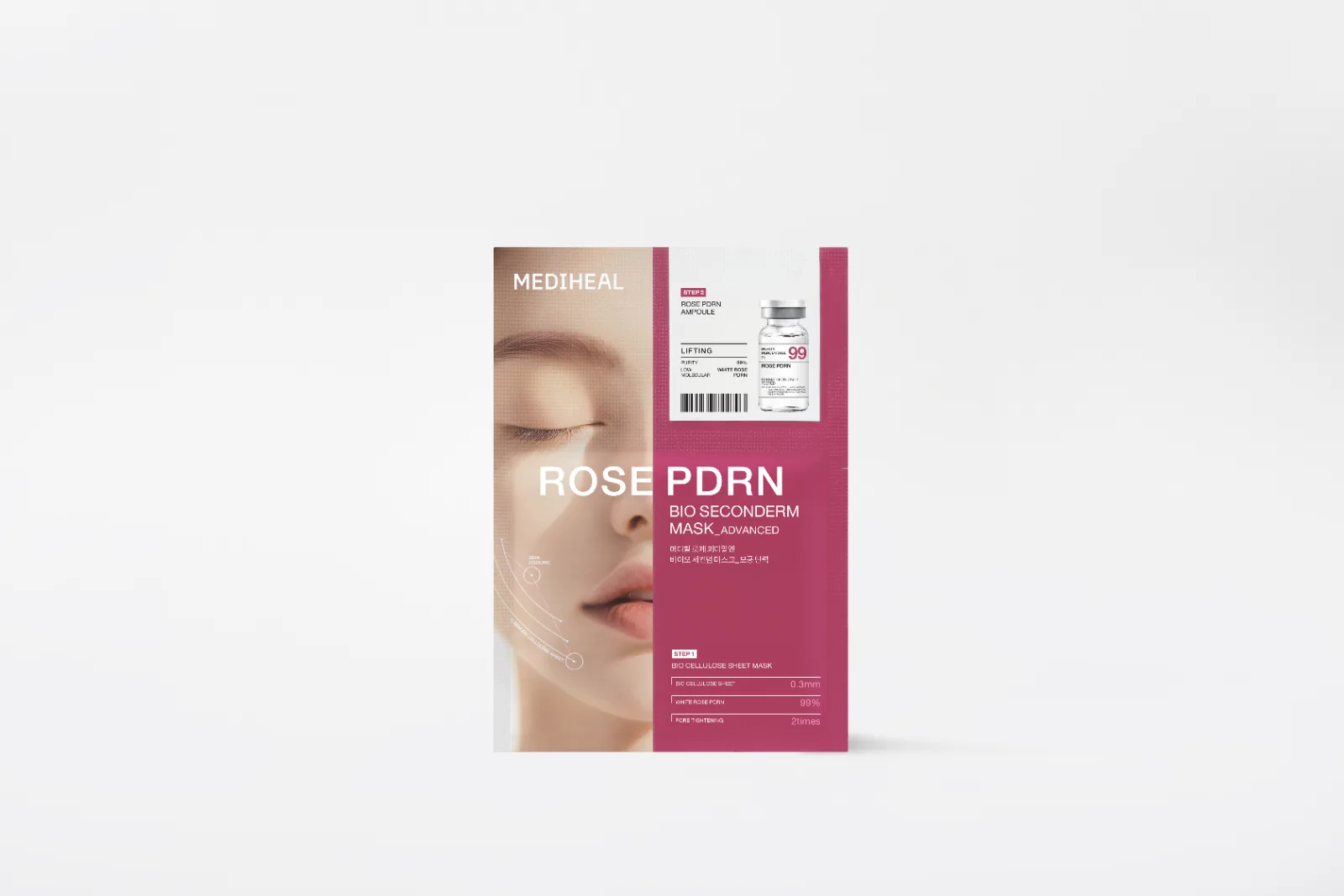 메디힐 로제 피디알엔 바이오 세컨덤 마스크_모공탄력*10 마스크 23 ml 앰플 4 ml