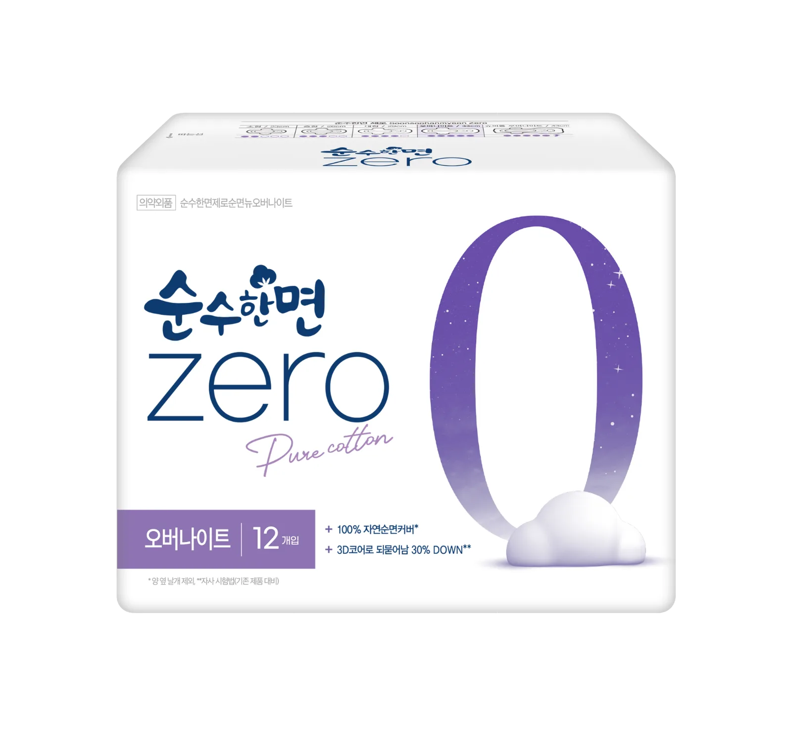 깨끗한나라 순수한면 제로zero 오버나이트 12개입